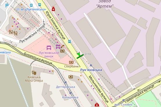 Схема рекламної площини за адресою Мельникова вул., 2/10