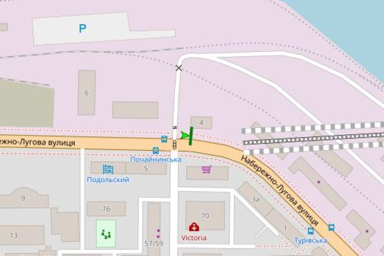 Схема рекламної площини за адресою Набережно-Лугова вул., 4