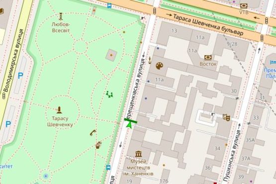 Схема рекламної площини за адресою Терещенківська вул., 13