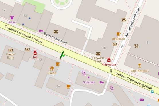 Схема рекламной плоскости по адресу Січових стрільців вул., 11