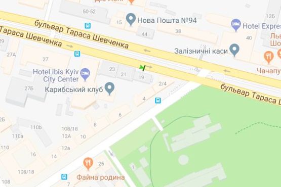 Схема рекламної площини за адресою Шевченка Тараса бульв., 19