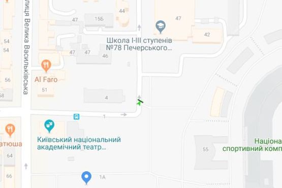 Схема рекламной плоскости по адресу Шота Руставелі вул., напроти вул.Жилянська ,4