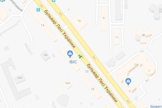 Схема рекламной плоскости по адресу Лесі Українки бульв., 16