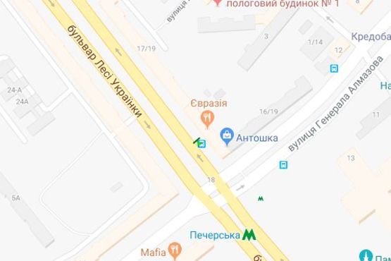 Схема рекламної площини за адресою Лесі Українки бульв., 17/19