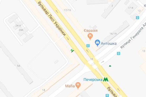 Схема рекламної площини за адресою Лесі Українки бульв., 24 (поблизу ст.м Печерська)