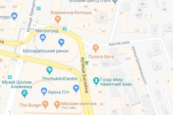 Схема рекламной плоскости по адресу Басейна вул., 1/2