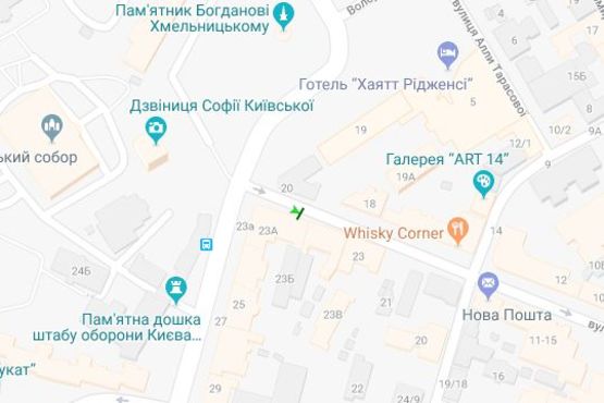 Схема рекламної площини за адресою Софіївська вул., 25 (№1 (біля Софіївської пл.))