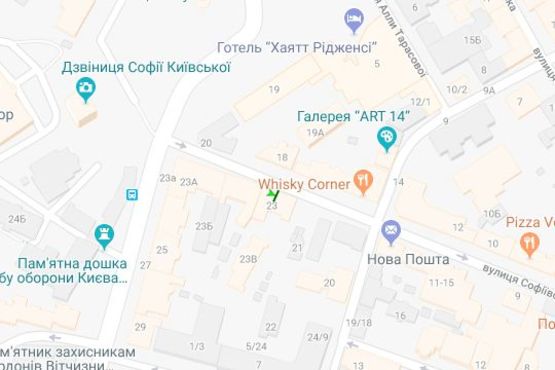 Схема рекламной плоскости по адресу Софіївська вул., 23 (№1 (біля Софіївської пл.))