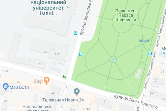 Схема рекламной плоскости по адресу Льва Толстого вул., ./вул.Володимирська (№1)