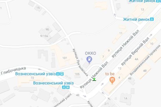 Схема рекламной плоскости по адресу Нижній Вал вул., 3А, бульварна частина