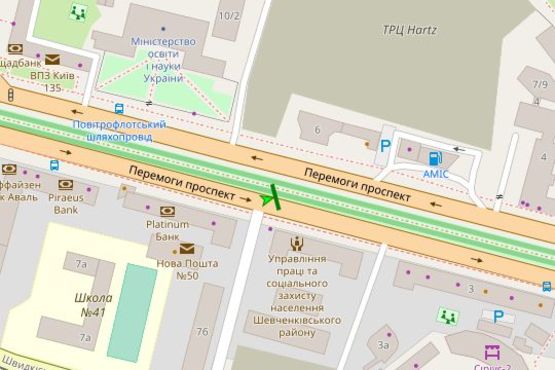 Схема рекламной плоскости по адресу Перемоги просп., , 5 бульварна частина