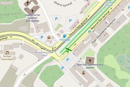 Схема рекламної площини за адресою Верхній Вал вул., 2 бульварна частина