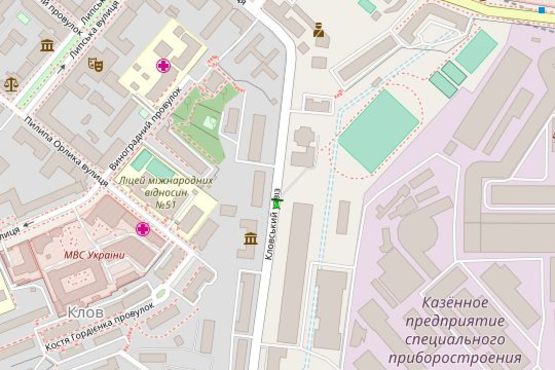 Схема рекламної площини за адресою Кловський узвіз, 6, навпроти