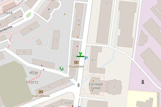 Схема рекламної площини за адресою Кловський узвіз, 12