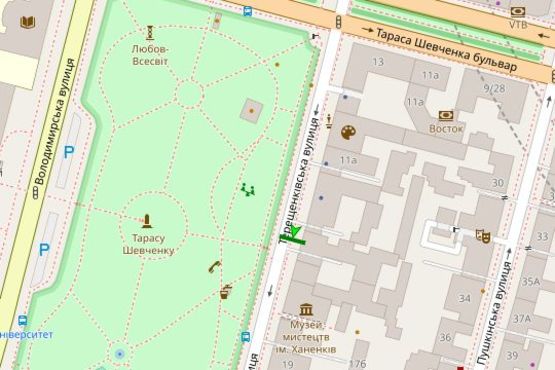 Схема рекламної площини за адресою Терещенківська вул., 13