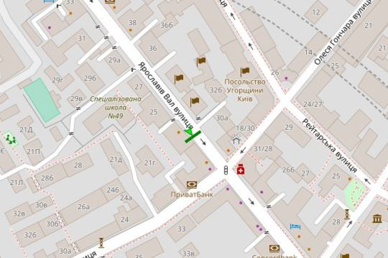 Схема рекламной плоскости по адресу Ярославів Вал вул., 23