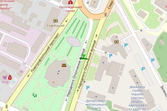 Схема рекламної площини за адресою Народного ополчення вул., 3, розподілювач