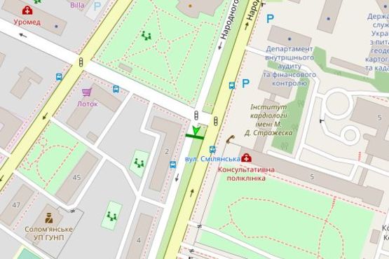 Схема рекламной плоскости по адресу Народного ополчення вул., 2, розподілювач