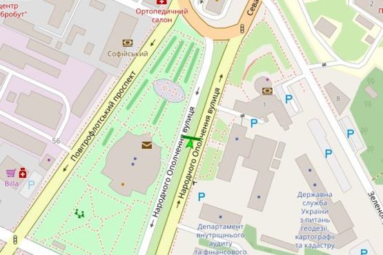 Схема рекламної площини за адресою Народного ополчення вул., 5-А, розподілювач