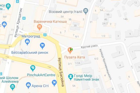 Схема рекламной плоскости по адресу Бессарабська пл. - Крутий узвіз