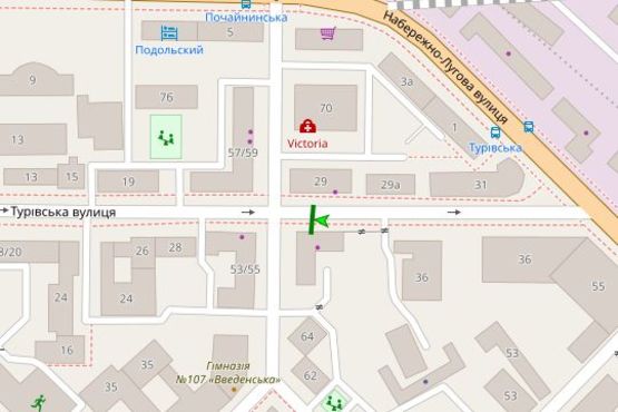 Схема рекламної площини за адресою Турівська вул., 32