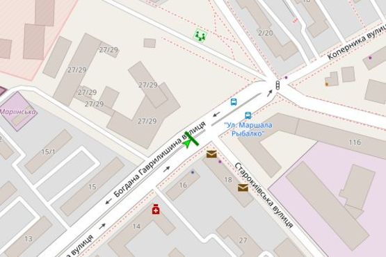Схема рекламної площини за адресою Богдана Гаврилишина вул. (Ванди Василевської вул.), 18 (в направл. Рибалка вул.)
