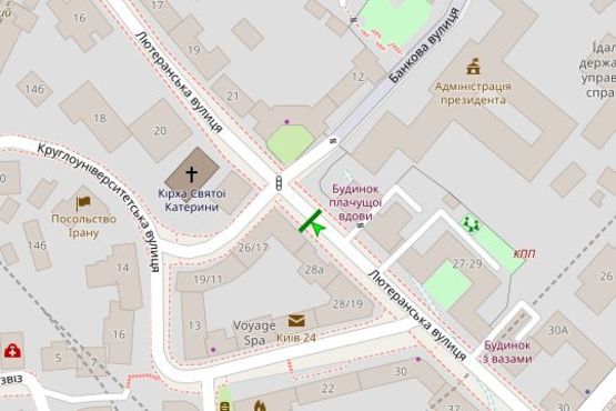 Схема рекламної площини за адресою Лютеранська вул., 26/17