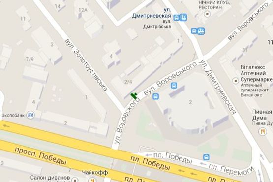 Схема рекламної площини за адресою Бульварно-Кудрявська вул. - Перемоги пл., (біля приміщення Національного цирку України)