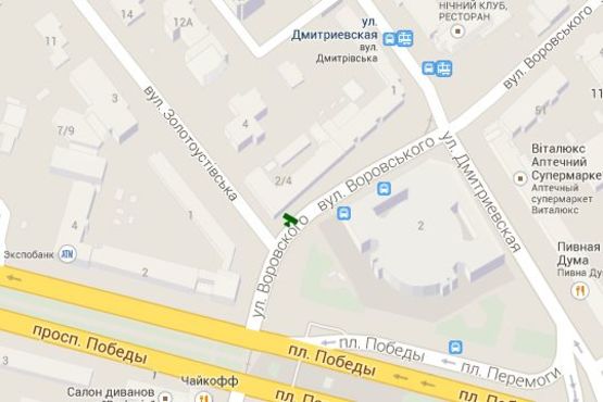 Схема рекламной плоскости по адресу Бульварно-Кудрявська вул. - Перемоги пл., (біля приміщення Національного цирку України)