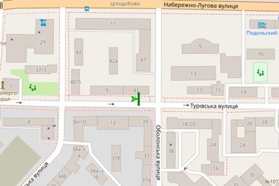 Схема рекламної площини за адресою Турівська вул., 11/41