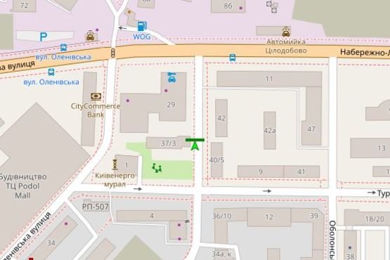 Схема рекламной плоскости по адресу Юрківська вул., 37