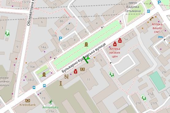 Схема рекламной плоскости по адресу Бульварно-Кудрявська вул., 11 Б