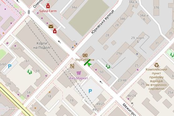 Схема рекламной плоскости по адресу Межигірська вул., 54