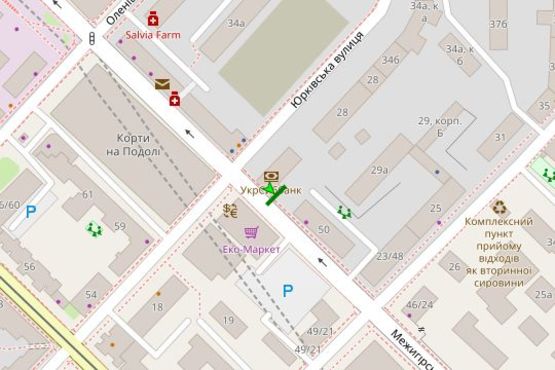 Схема рекламной плоскости по адресу Межигірська вул., 54