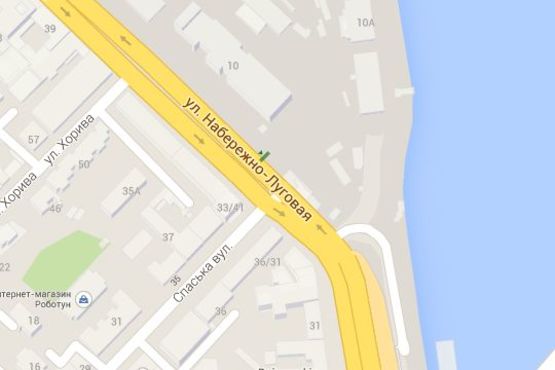 Схема рекламной плоскости по адресу Набережно-Хрещатицька вул., 10 (№1) :навпроти вул. Хорива (в напр. Речного вокзала)