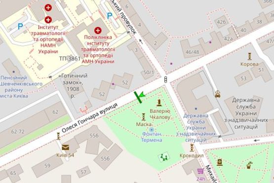 Схема рекламної площини за адресою Олеся Гончара вул., 52, навпроти