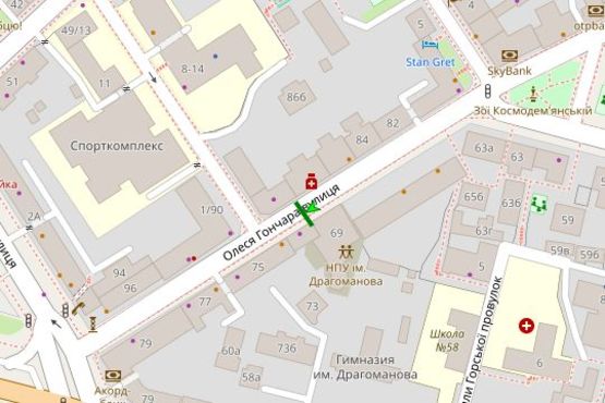 Схема рекламной плоскости по адресу Олеся Гончара вул., 71