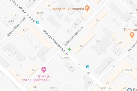 Схема рекламной плоскости по адресу Межигірська вул. - Введенська вул., 26