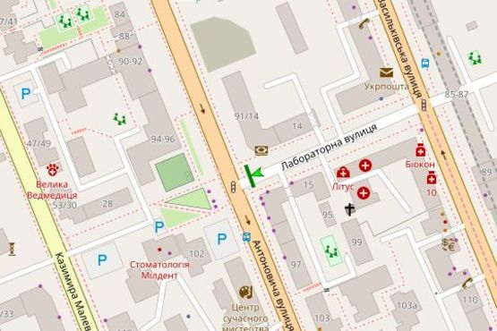 Схема рекламной плоскости по адресу Лабораторна вул., 14/91