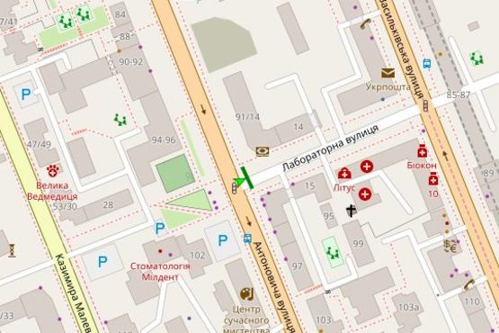 Схема рекламної площини за адресою Лабораторна вул., 14/91