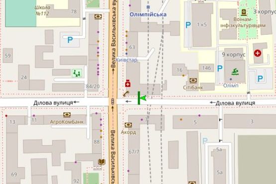 Схема рекламной плоскости по адресу Ділова вул., 18