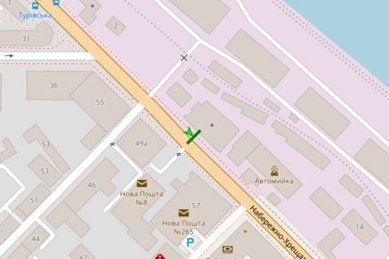 Схема рекламной плоскости по адресу Набережно-Хрещатицька вул., 4