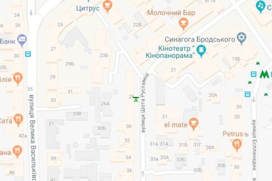 Схема рекламної площини за адресою Шота Руставелі вул., 26