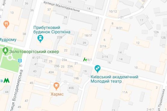 Схема рекламной плоскости по адресу Прорізна вул., 18/1