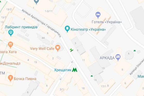 Схема рекламной плоскости по адресу Архітектора Городецького вул., 9