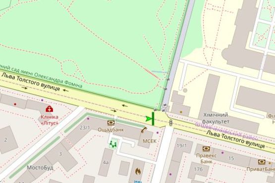 Схема рекламної площини за адресою Льва Толстого вул., 21/2 розподілювач №4 (в направл. пл.Льва Толстого)