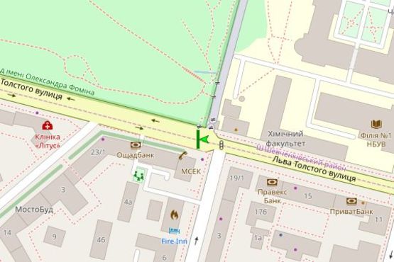Схема рекламной плоскости по адресу Льва Толстого вул., 21/2 розподілювач №4 (в направл. Саксаганського)