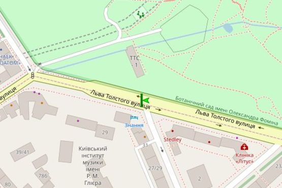 Схема рекламной плоскости по адресу Льва Толстого вул., 27/85 розподілювач №1 (в направл. Саксаганського)