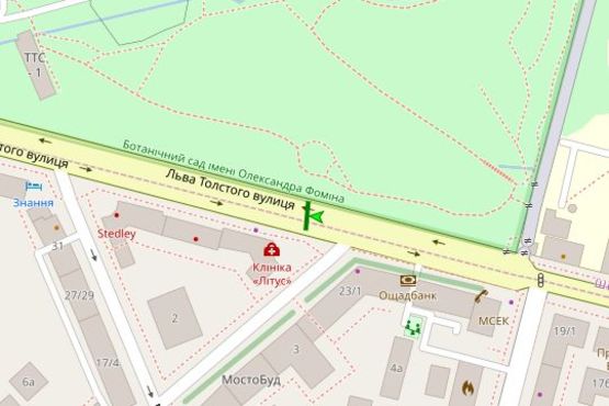 Схема рекламної площини за адресою Льва Толстого вул., 25 розподілювач №2 (в направл. Саксаганського)