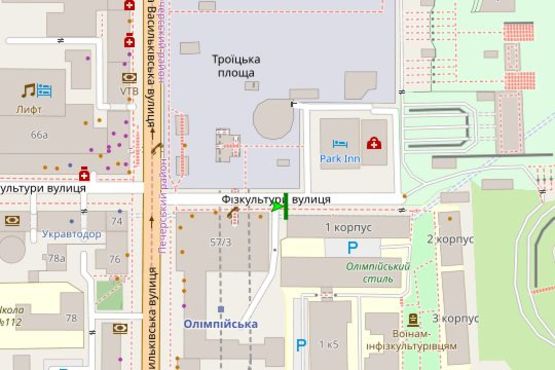 Схема рекламной плоскости по адресу Фізкультурна вул., 1 №1